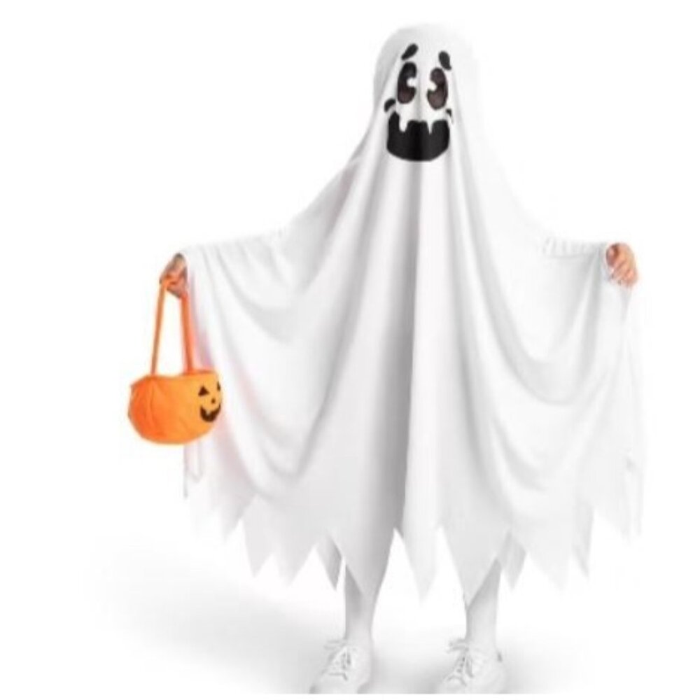 Spooktacular Creations Child Ghost Costume 5-7 Yrs Includes Poncho & Bag